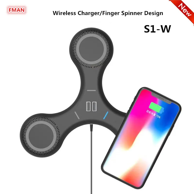 FMAN 3 беспроводной 2 USB выхода зарядное устройство Pad для iPhone 5/6/7/8/X Plus Samsung Galaxy S6 S7 S8