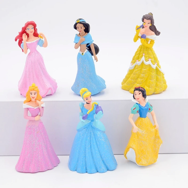 Disney 6pcs/set 8cm Cute Cartoon Princess Mermaid Snow White PVC Action Figures Collection Model Toys Dolls Best Gifts For Kids | Игрушки и