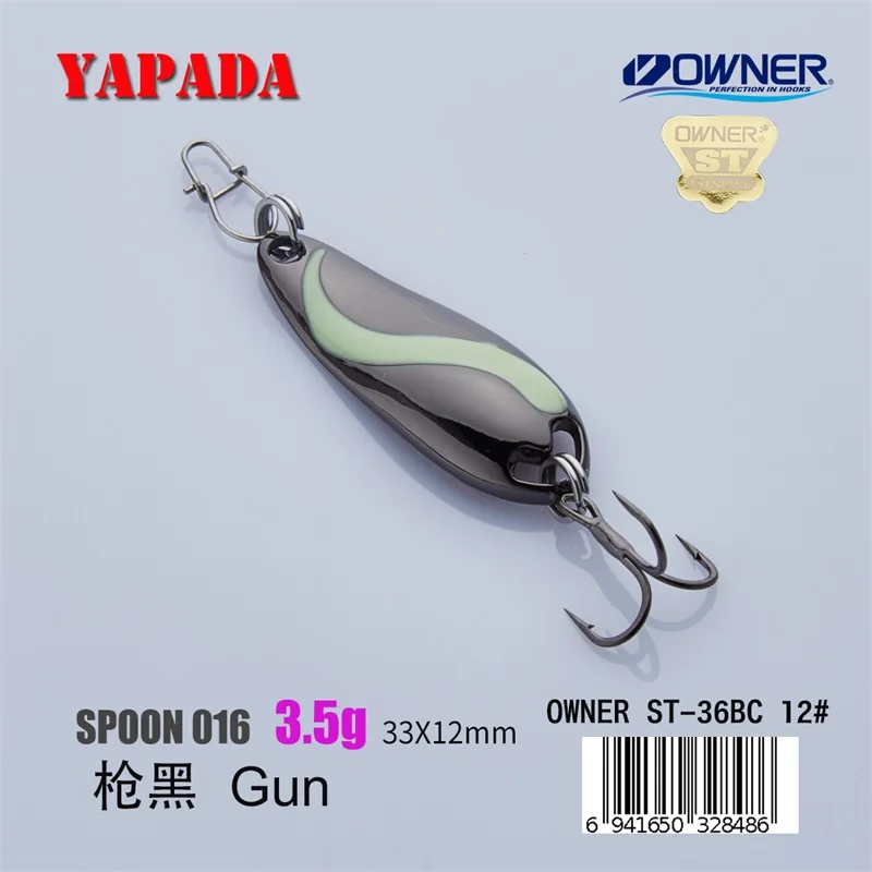 Gun 3.5g YAPADA ложка 016 TaiChi светящаяся 3,5 г Держатель тройной крючок многоцветный 33 мм металлический цинковый сплав ложка рыболовные приманки для окуня - Цвет: Gun 3.5g
