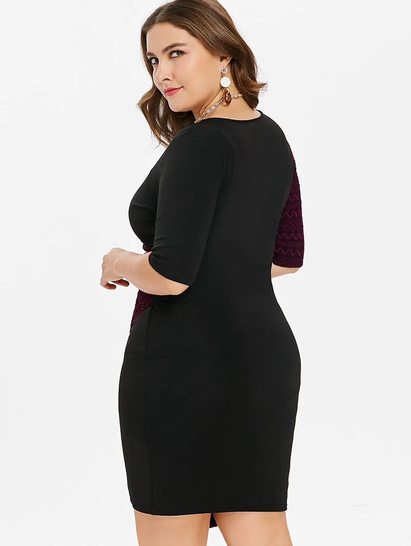 PlusMiss плюс Размеры 5XL Sexy V шеи Bodycon Платья для вечеринок женские большие размеры