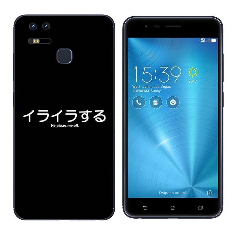 Case for Asus Zenfone 3 Zoom ZE553KL 5.5" Black Letters Printing Back Cover Soft TPU 3zoom Silicon |