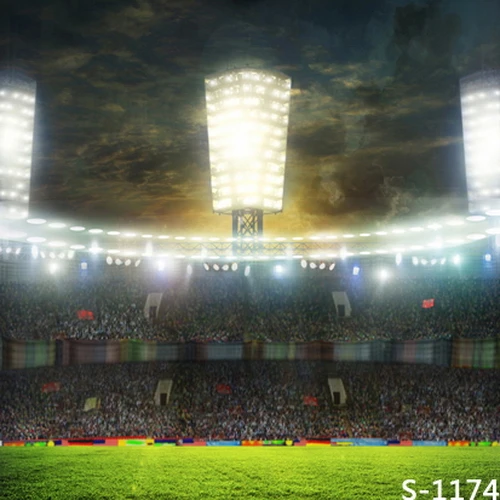 

8x8FT Custom Photography Background Studio Backdrop Stadium Audience Football Soccer Field Spots Light Kids Children Vinyl 10x10