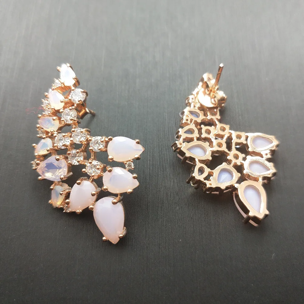 FLZB, серьги стерлингового серебра 925 пробы с розовый фианит with18k с покрытием розовым золотом специальный большой серьги для подарка
