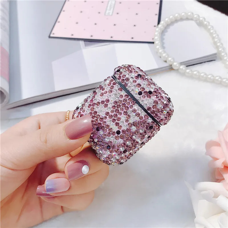 Роскошные блестящие бриллиантовые наушники чехол для Airpods полный корпус Блестящий горный хрусталь Кристалл Защитный чехол для наушников для Airpods крышка