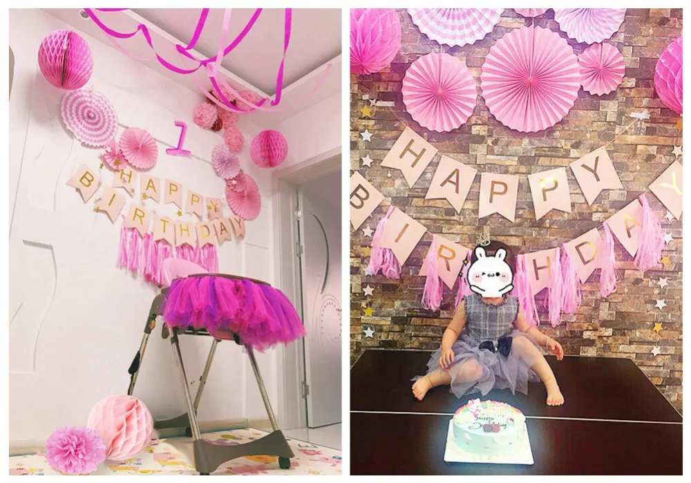 Подвесной бумажный Набор для украшения дня рождения баннер кисточка гирлянда