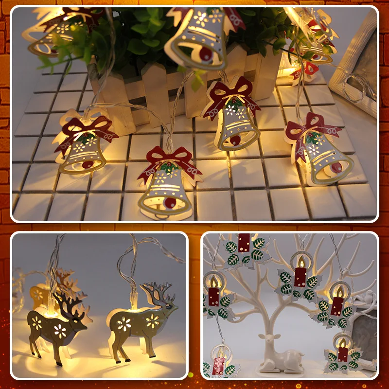 

Christmas Decoration Lamp Led String Lights 1.8M 10Led Elk Snowman Bell Candle Fairy Light Holiday Party Home Garden Xmas Decor