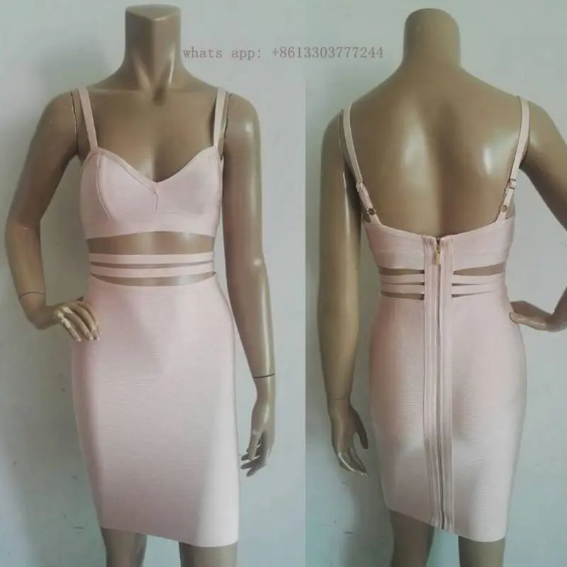 Обнаженная 2017 Для женщин пикантные Бандажное платье бежевый С НАБОРНЫМИ