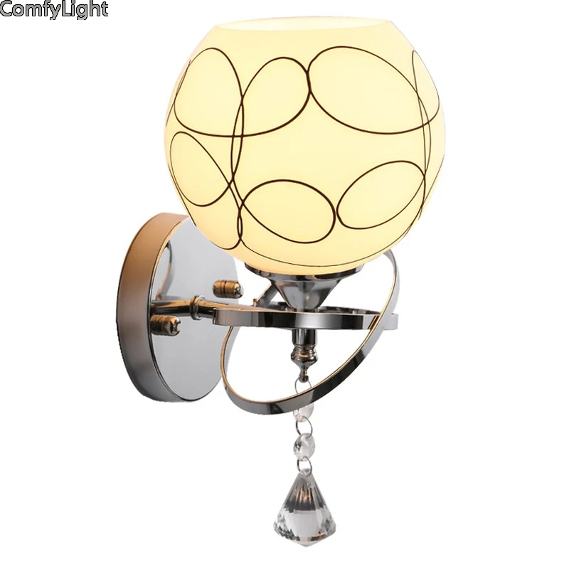 

Wall Sconce Crystal minimalist Light Simple Creative Glass Warm kid Bedroom Bedside Wall Lamp Lights Iron Crystal night Lamps
