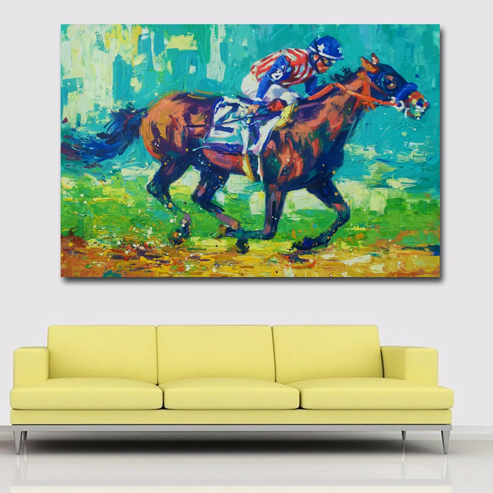 Абстрактная масляная живопись пейзаж американский дух Horserace настенная