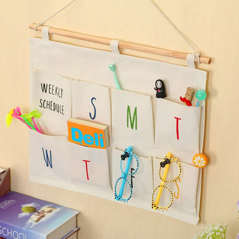 46*42cm Linen/Cotton Fabric Over the Door Magazine Storage Bag 8 Pockets Wall Closet Hanging Organizer Case Home Gift | Дом и сад
