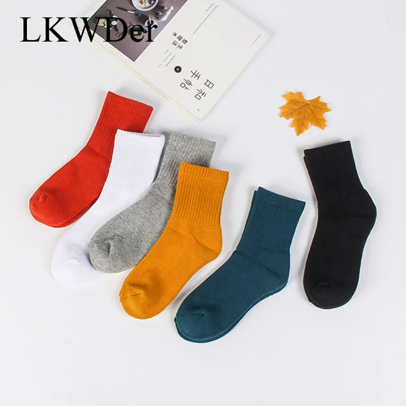 LKWDer, 3 пары, женские носки, зимние, корейские, модные, белые, черные, одноцветные, плотные, махровые, носки без пятки, женские, хлопковые носки, Meias