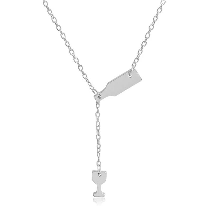 SRCOI ожерелье в виде бутылки вина золотого цвета с длинной подвеской изящная