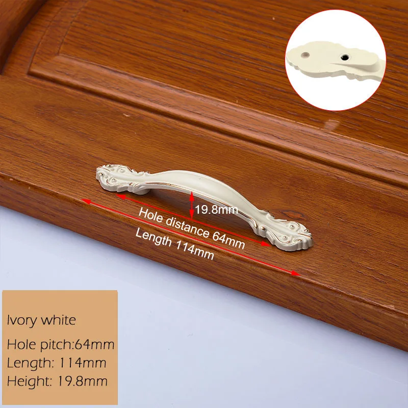 Ivory white 64mm KAK Европейский цинковый сплав ручки шкафа Wadrobe дверные ручки для выдвижных ящиков кухонный шкаф ручки оборудование для обработки мебели - Цвет: Ivory white 64mm