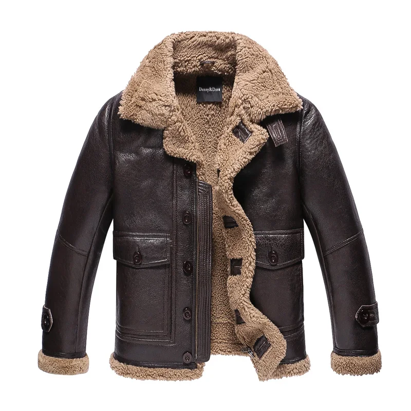 Кожаная мужская куртка из овчины B3 меховое пальто Мужская народная