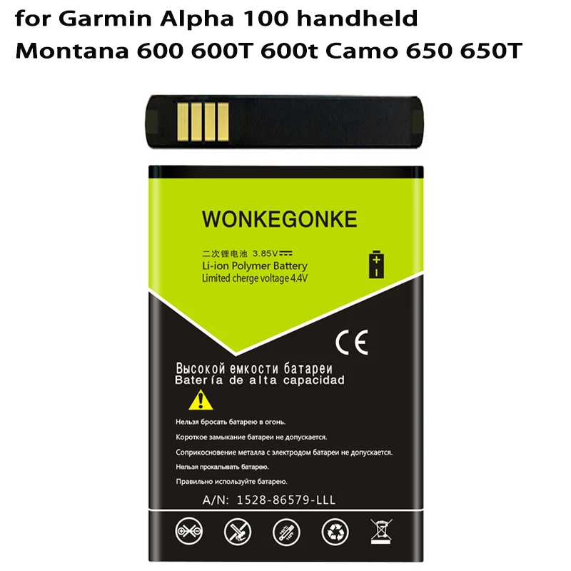 WONKEGONKE для Garmin Alpha 100 handheld Монтана 600 600T 600t Camo 650 650T аккумулятор|Аккумуляторы