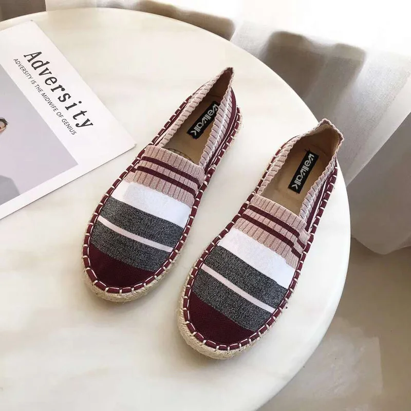 Тканевые мокасины женские лоферы слипоны на толстой подошве эспадрильи в