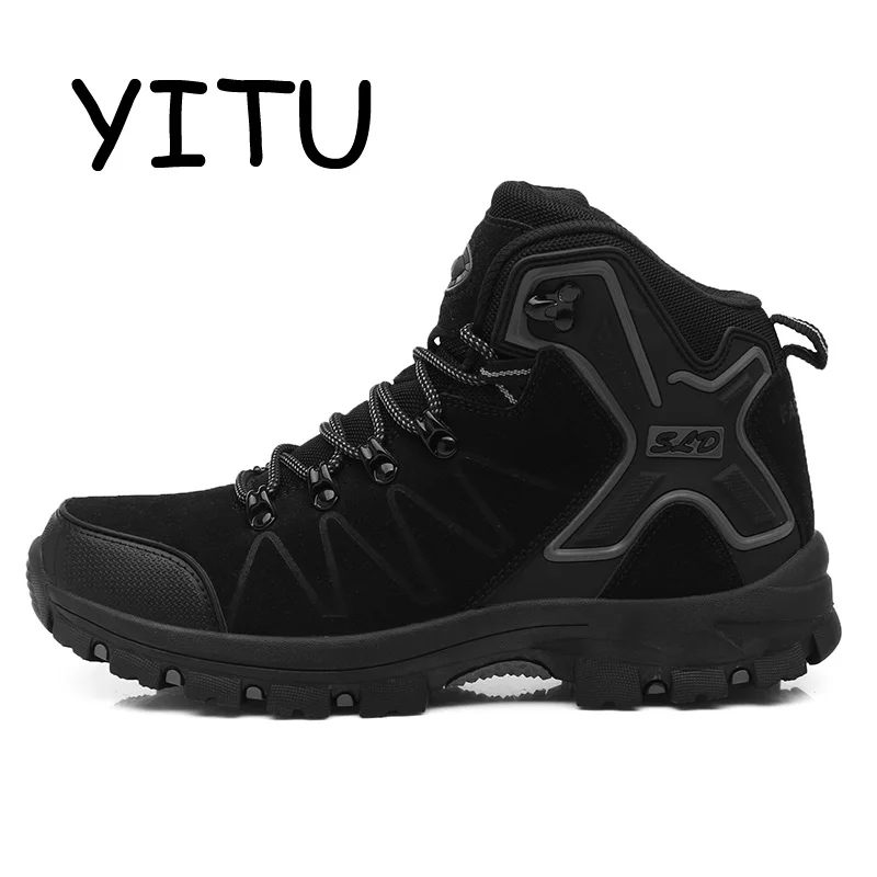 YITU Unisex Hiking Boots Waterproof Sports Sneakers Outdoor Shoes Black Camping Trekking Anti-skid Hunting | Спорт и развлечения