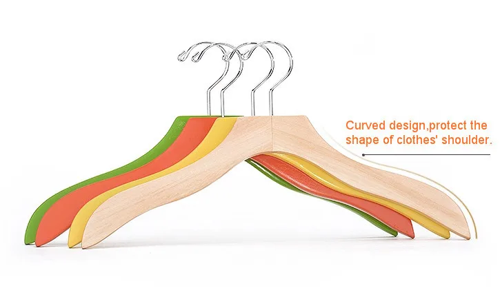 [Бесплатная доставка] Красивая деревянные вешалки для одежды зеленый curvaseer Grip (10