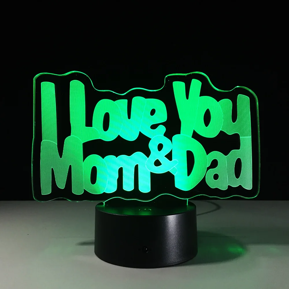 I Love Mom (Я люблю маму) с принтом Я папу 3D светодиодный светильник лучший подарок для