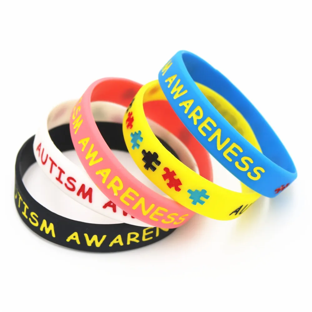 

5PCS Colorful Autism Awareness Puzzle Silicone Wristbands Daily Reminder Puzzle Sillicone Rubber Bracelets&Bangles Gifts SH075