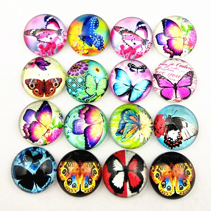 

10pcs colorful Butterfly,Mandala,Tree of life,Peacock feathers Glass Cabochon random mix for Necklace bracelet Earrings keychain