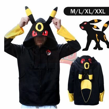 Umbreon Косплей Легенда Покемон lets go костюм на Хэллоуин Аниме Покемон Eevee толстовки Косплей куртки для мужчин и женщин пальто - Цвет: Umbreon
