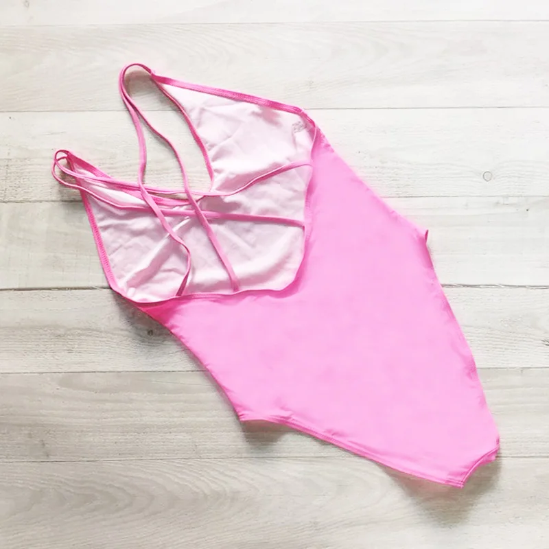 Сплошной купальник на день рождения SLAY Cross Back женский mayo розовый купальный костюм
