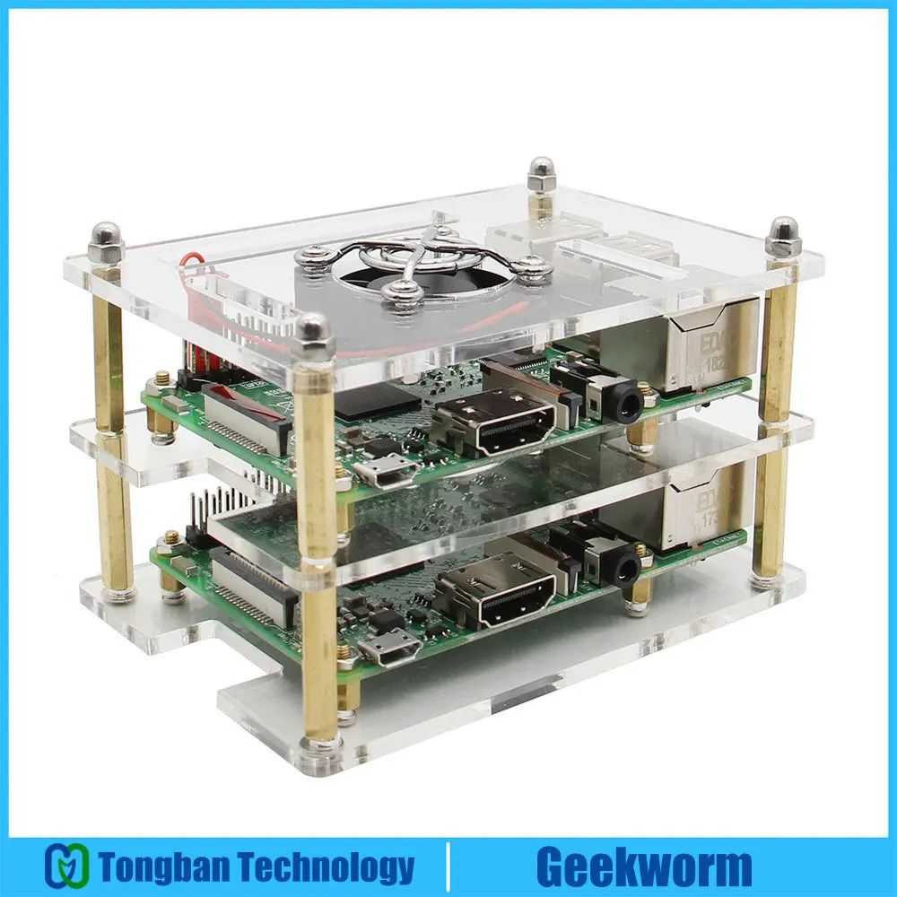 2 Layer Raspberry Pi кластер корпус с вентилятором комплект, 1-5 слой многослойный акриловый стек оболочки/корпус для Raspberry Pi 4 Модель B/3B+/3B - Цвет: 2 Layer