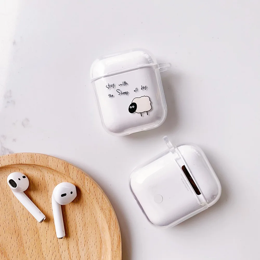 Мягкий прозрачный чехол для наушников из ТПУ с рисунком для Apple AirPods 1 2, проводная Беспроводная зарядная коробка, прозрачные чехлы, милый защитный чехол