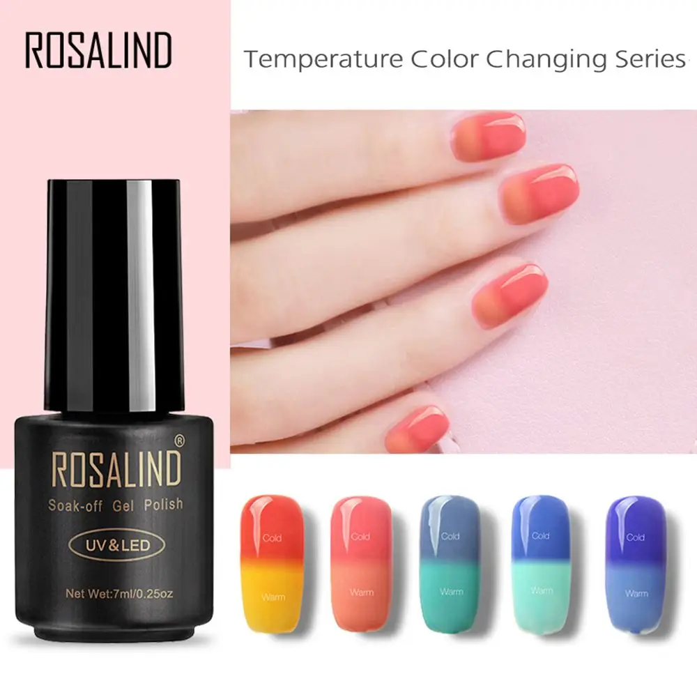ROSALIND, 7 мл, Гель-лак для ногтей, меняющий температуру, гель для ногтей, дизайн ногтей, УФ светодиодный лак для ногтей, качественный Гель-лак для макияжа