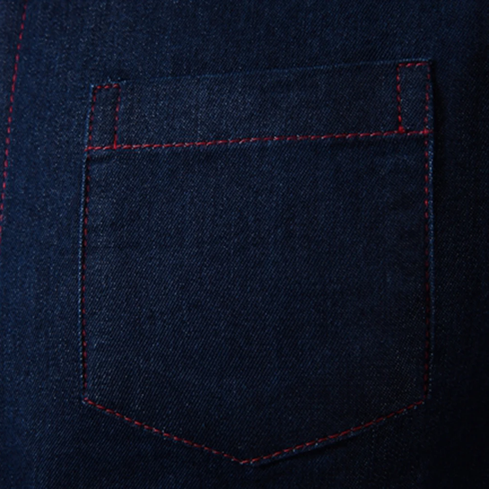 Повседневная джинсовая рубашка мужская однотонная хлопковая приталенная Camisa Denim