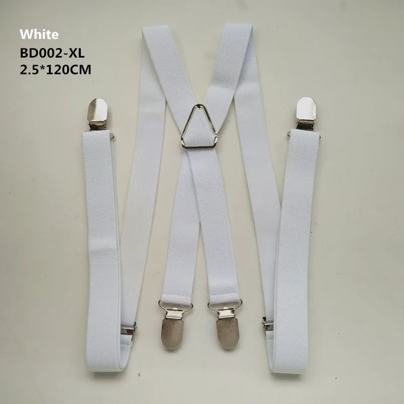 white-120cm 120 см длина сплошной цвет взрослые мужские подтяжки 2,5 см регулируемый эластичный ремень X-Back подтяжки для женщин рубашки остается BD002 - Цвет: white-120cm