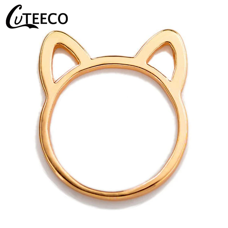 CUTEECO простой золотистый Кот в форме вечерние кольца для женщин модные