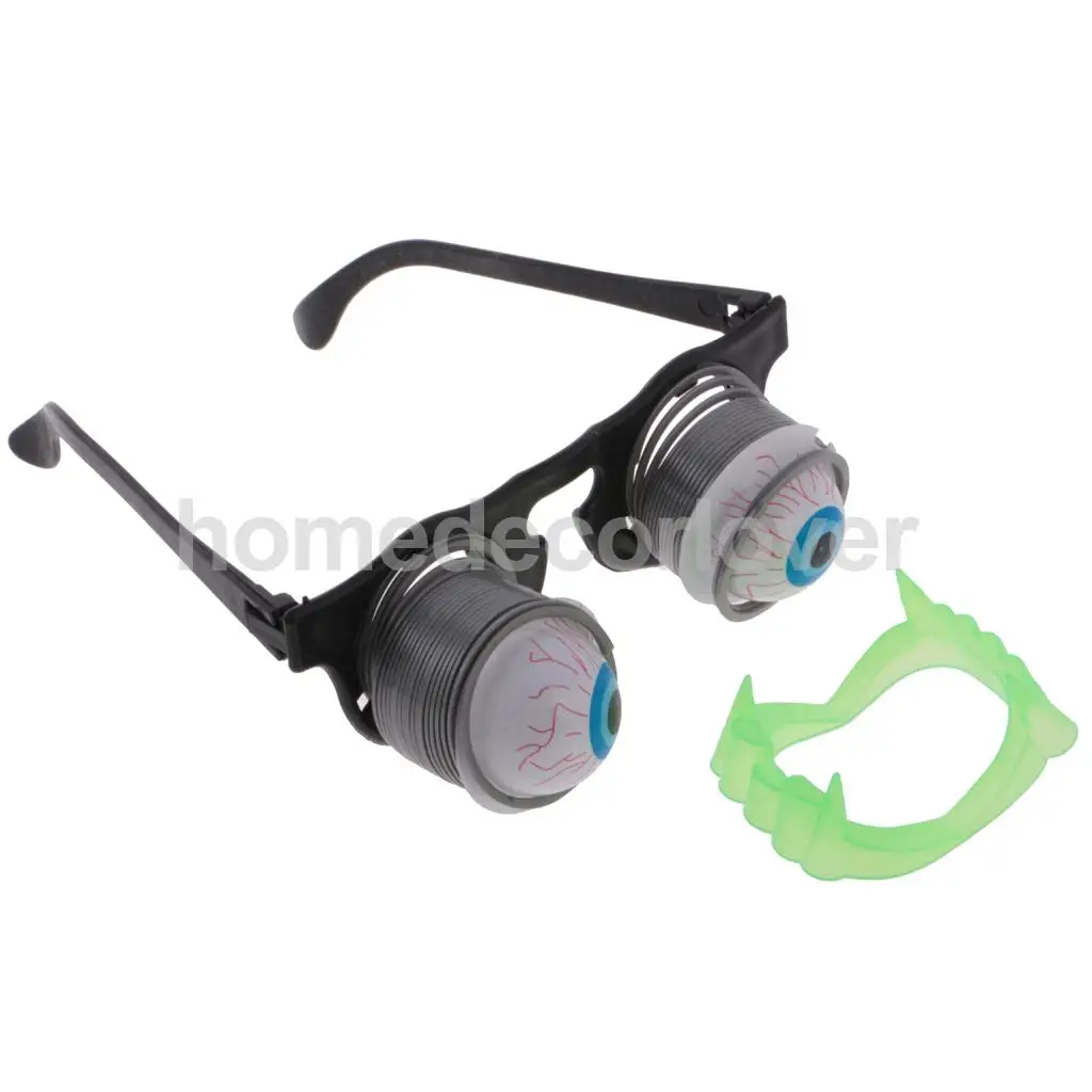 

Pop Out Eyeball Glow in The Dark Fake Fangs Halloween Costume Funny Party