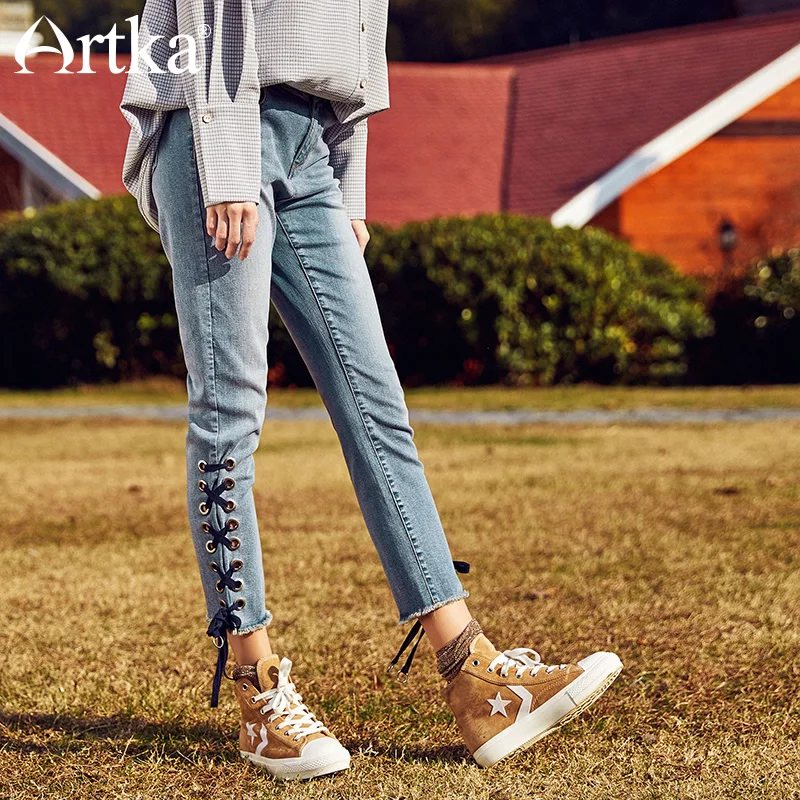 Женские облегающие брюки ARTKA летние универсальные до щиколотки с натуральной