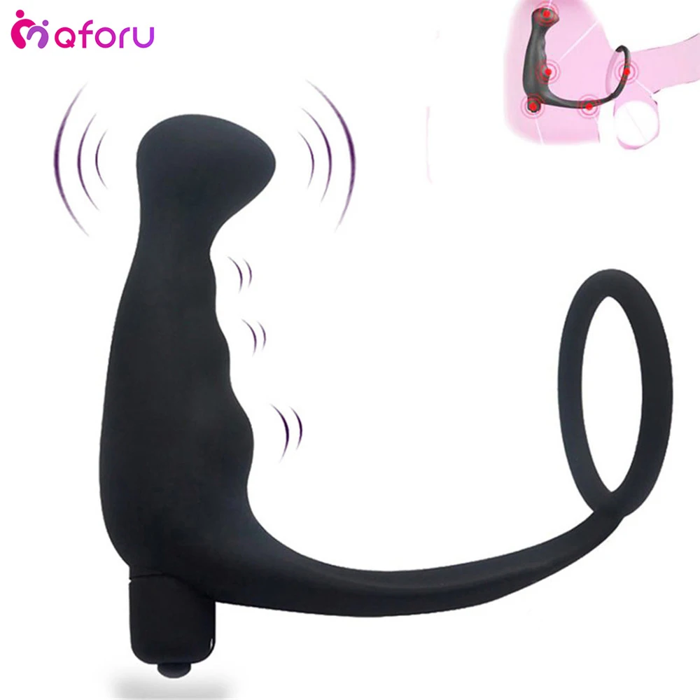 MQFORU Silicone Vibrator for Men Anal Sex Toys Butt Plug Vibrating Prostate Stimulator Penis Massager Ring Male Masturbator|Вибраторы и