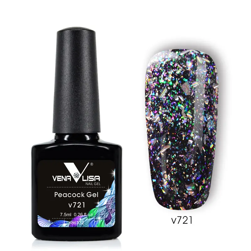 v721 Venalisa, новинка, 7,5 мл, впитывающее матовое верхнее покрытие, Базовое покрытие, с липким слоем, верхнее покрытие, цветная, с павлином Гель-лак для ногтей, наборы - Цвет: v721