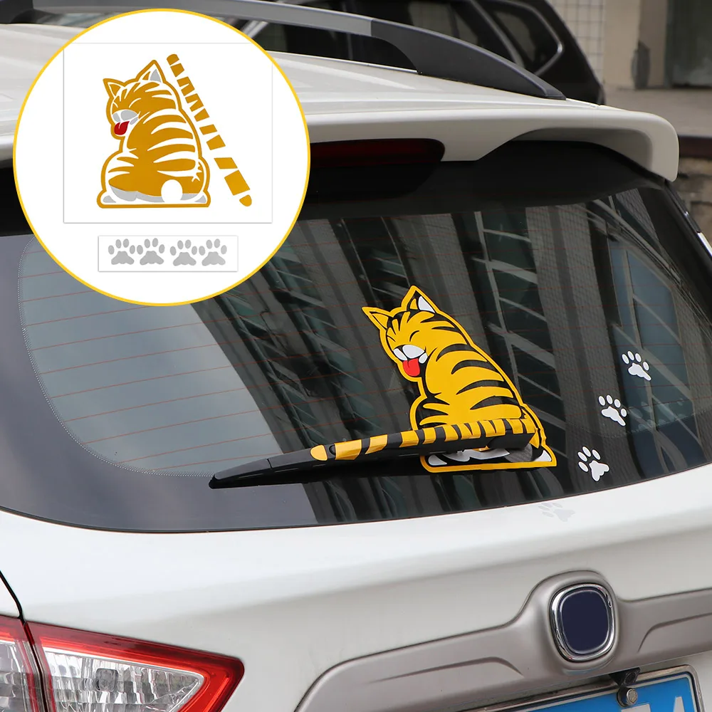 Забавный кот подвижный хвост наклейки для автомобиля 3D Автомобильные отражающие