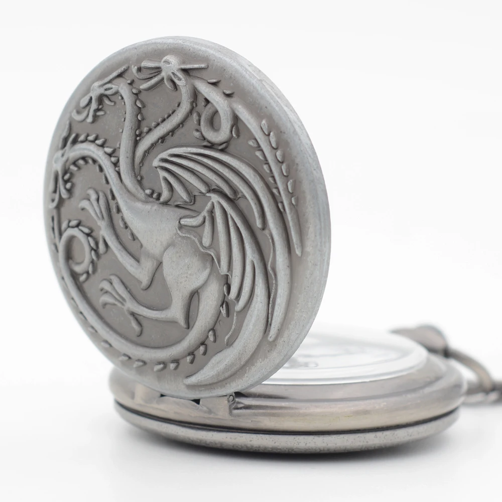 Винтажный Дом Таргариен песня Льда и Огня серебристо-серые кварцевые карманные