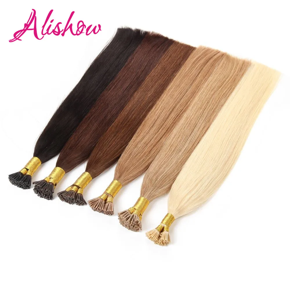 Alishow Предварительно Связанные волосы для наращивания Remy прямые шелковистые