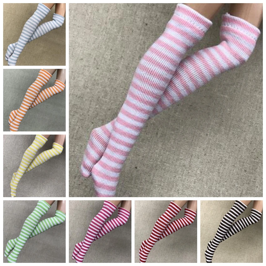 1 пара полосатых носков для кукол 1/6 аксессуары одежды (подходят Azone Kurhn OB Momoko Barbies