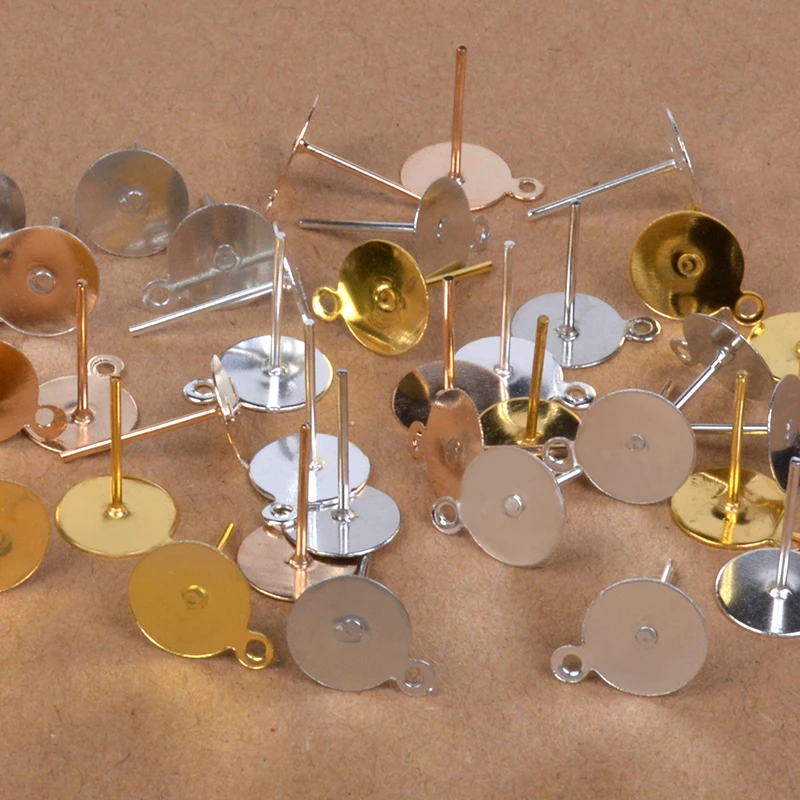 100 шт./лот пустые серьги гвоздики из нержавеющей стали шпильки 6 мм 8 Плоская