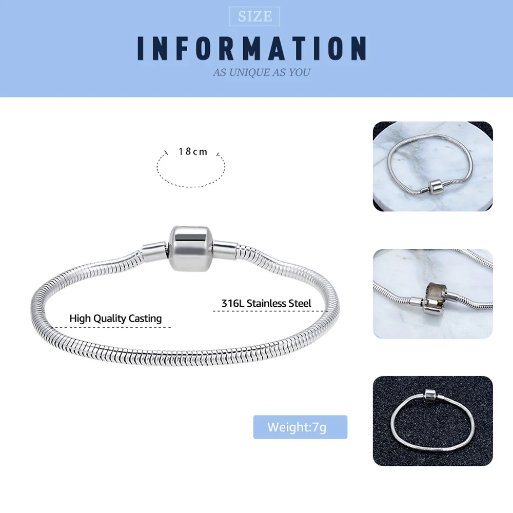 2018 Новый FINE4U B016 316L браслет-цепочка из нержавеющей стали со змеиным плетением и