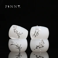 pinny 45ml jade china with silver tea cups white porcelain traditional chinese drinkware hand made kung fu tea cups