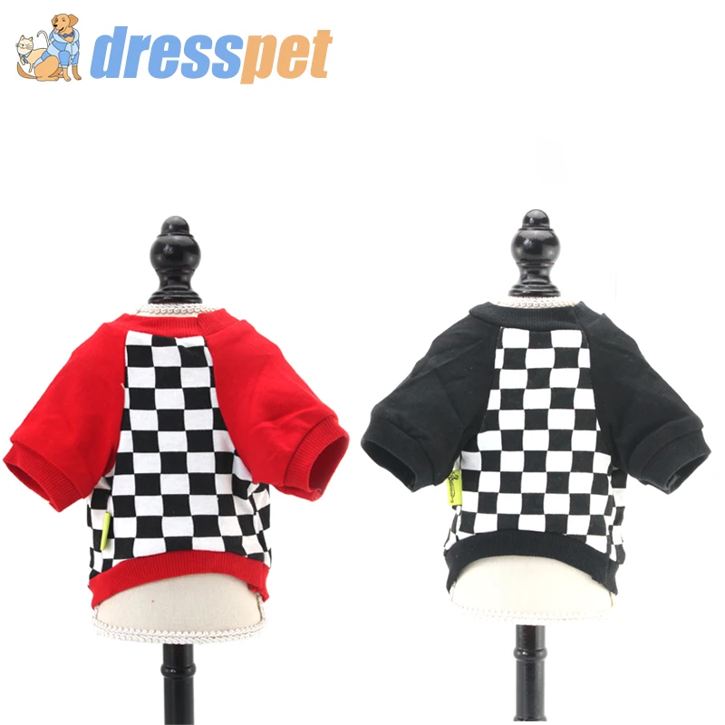 Платье футболка для собак Ves летняя одежда клетчатая черная/красная рубашка