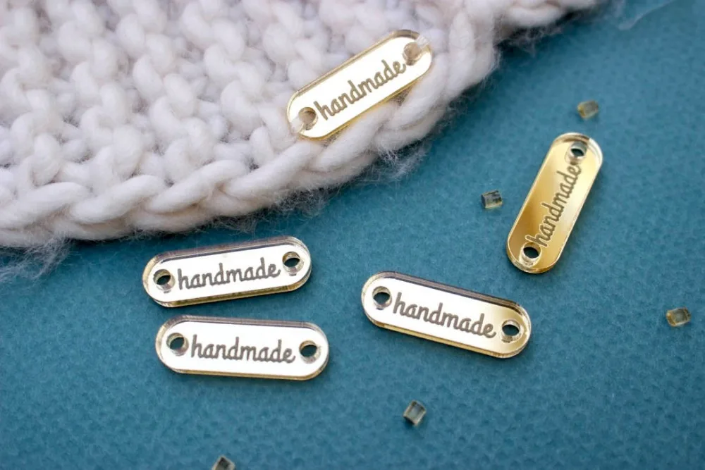 50 золотых акриловых зеркальных бирок ручной работы гравированные