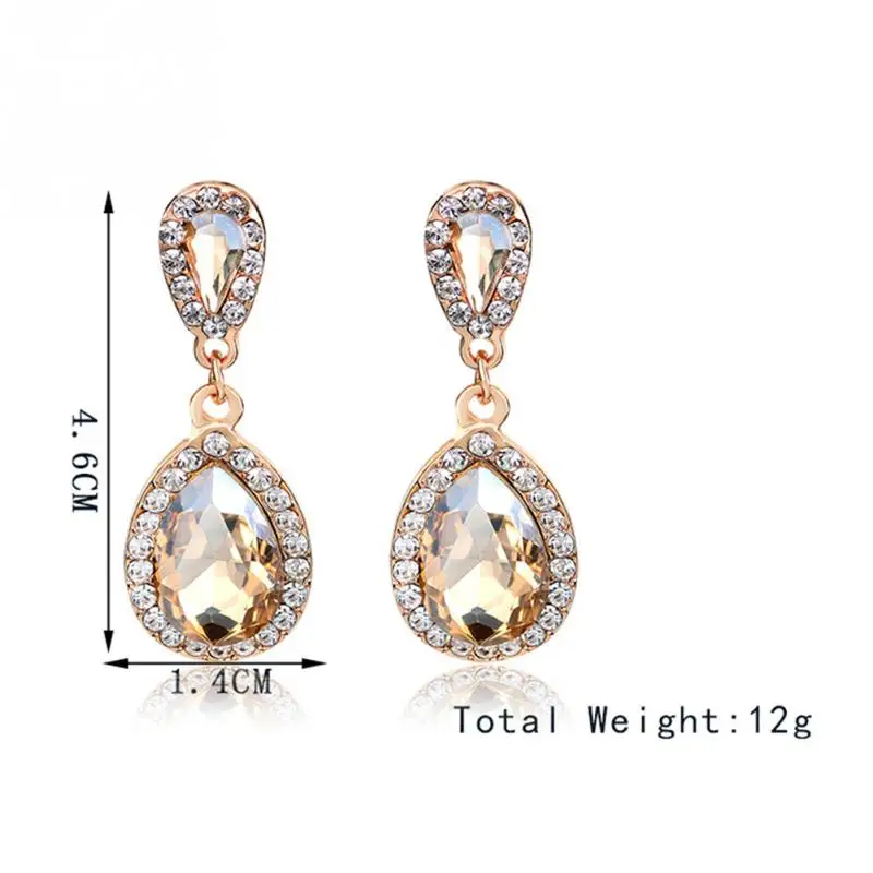 Для Женщин Девочек выдалбливают Champagne Gold Кристалл Tear Drop сверкающие стразы