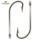 Hyaena 30 шт.лот, рыболовный крючок из нержавеющей стали с зазубринами, 34007 морских крючков, большая игра, длинный хвостовик, рыболовные принадлежности