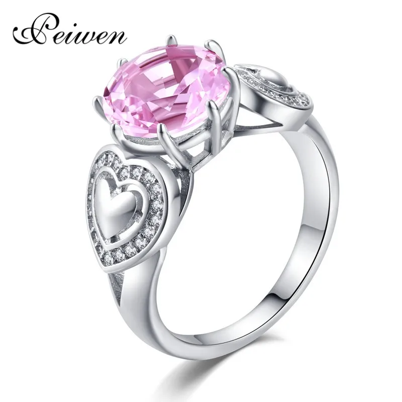 

Fashion Glamour Pink CZ Zircon Love Heart Rings for Women Marriage Engagement Crystal Ring Rhinestone Silver Color Jewelry Gift