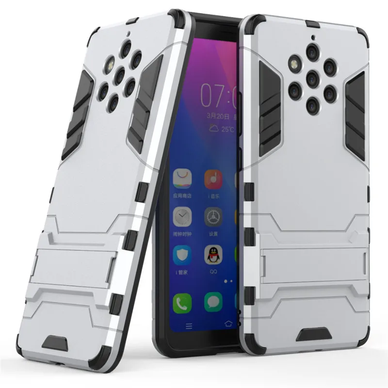 Серебристый Чехол BYHeYang s для Nokia 9 PureView, резиновый силиконовый чехол из ТПУ и поликарбоната, защитный чехол для задней панели, чехол для Nokia 9 - Цвет: Серебристый